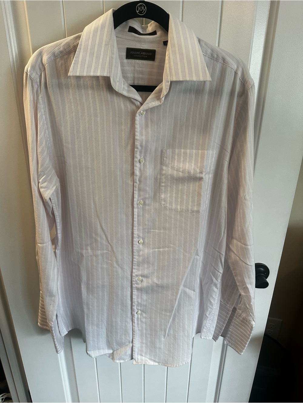 Joseph Abboud Pale Pink and White Striped Dress Shirt
